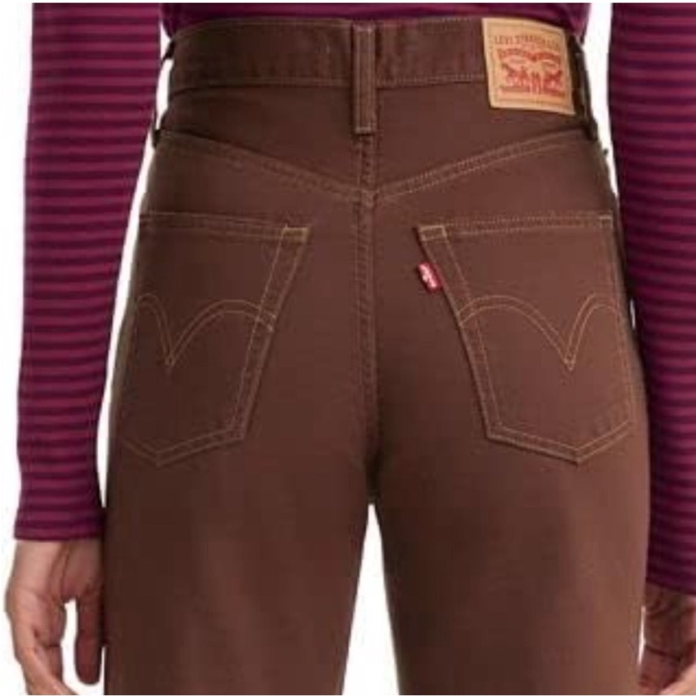 Levi’s 29x27 Jeans Ribcage Straight Ankle Brown Exposed Snap Fly 100% cotton NWT - Picture 5 of 14
